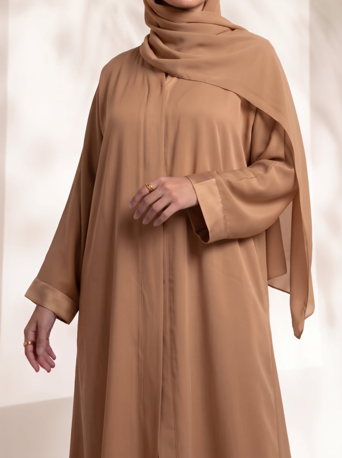 Rs. 1,599 – Everyday Plain Front Open Abaya - Softwood Camel