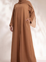 Rs. 1,599 – Everyday Plain Front Open Abaya - Softwood Camel