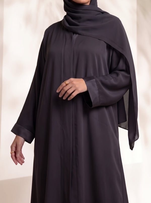 Rs. 1,599 – Everyday Plain Front Open Abaya - Deep Mulberry