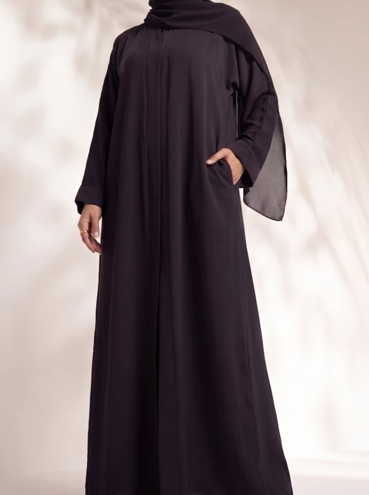 Rs. 1,599 – Everyday Plain Front Open Abaya - Deep Mulberry