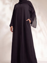 Rs. 1,599 – Everyday Plain Front Open Abaya - Deep Mulberry