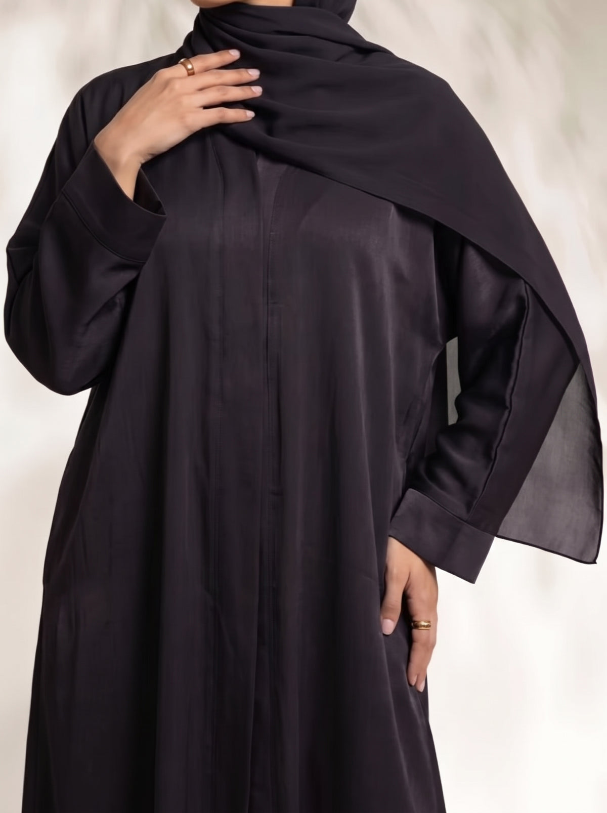 Rs. 1,599 – Everyday Plain Front Open Abaya - Deep Mulberry