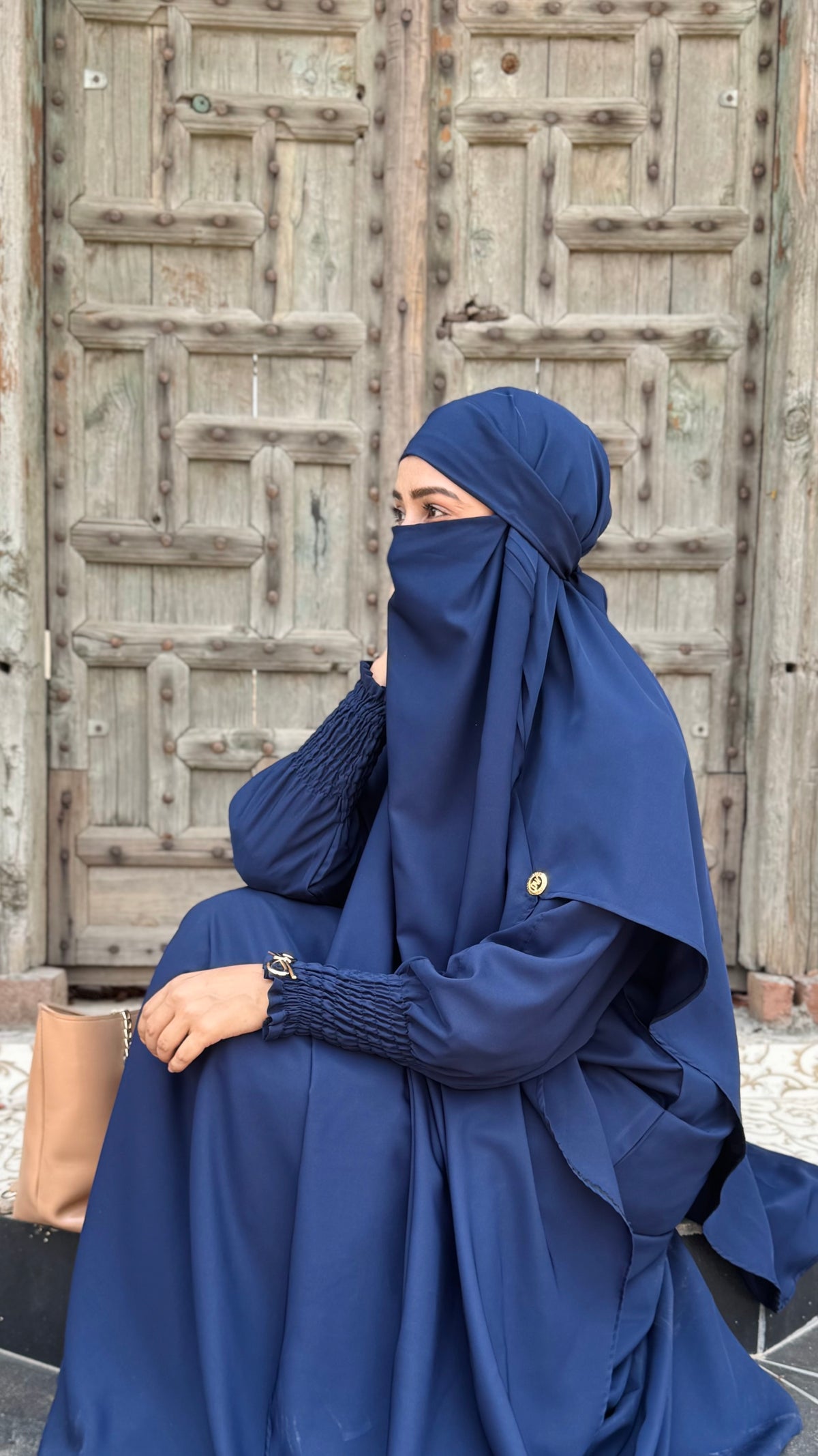 Soft Nida Snowy Abaya (Comfy Luxe)- Navy Blue