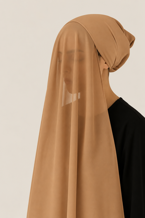 Instant Hijab with Stitched Cap - CAMEL