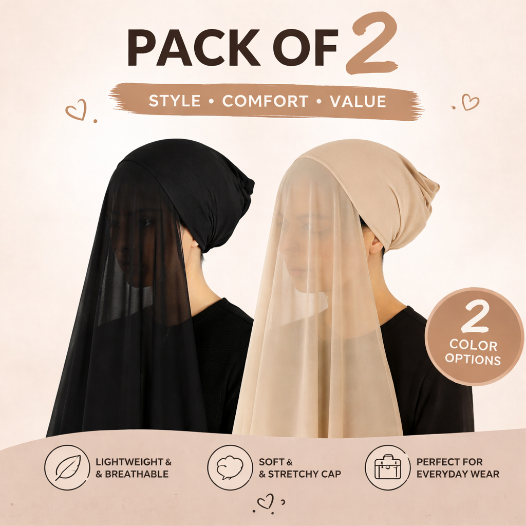 Instant Hijab with Stitched Cap - PACK OF 2