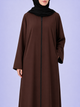 Plain Zip Abaya - Brown