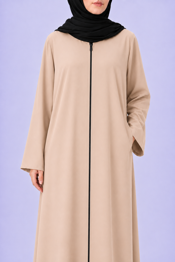 Plain Zip Abaya - Skin
