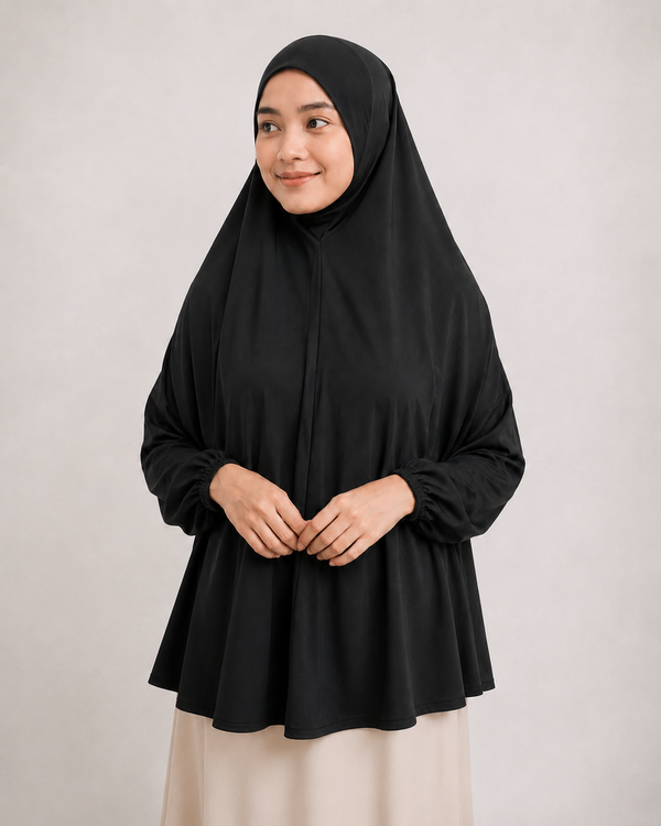 Sleeves Makhna Hijab - Black