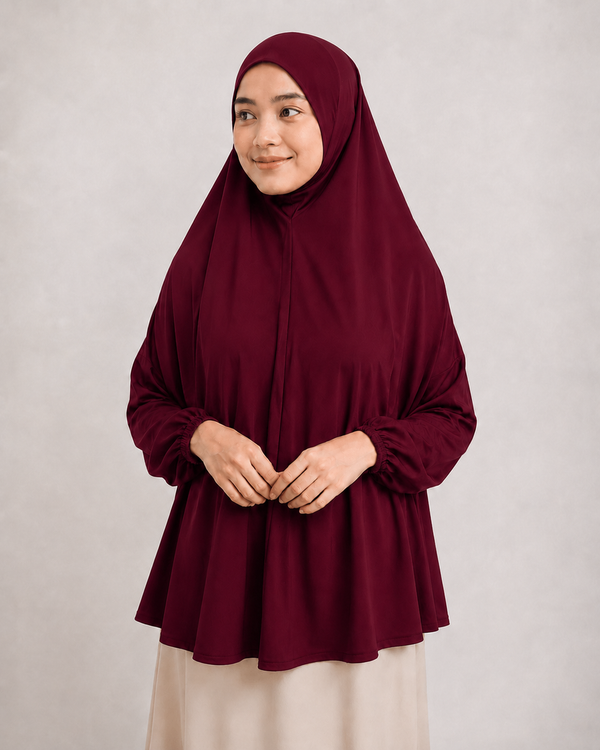 Sleeves Makhna Hijab - Maroon
