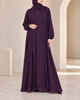 (4 piece)Inner Gown Abaya with scarf and belt -Purple