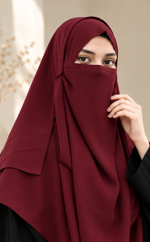 Instant 2 Loop Hijab With Niqab MEHROON