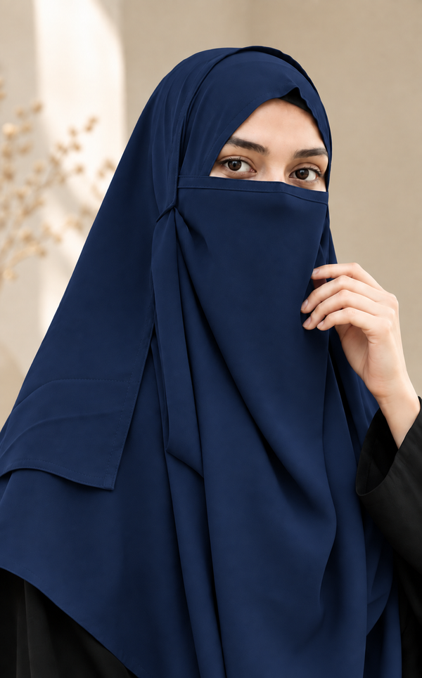 Instant 2 Loop Hijab With Niqab NAVY BLUE