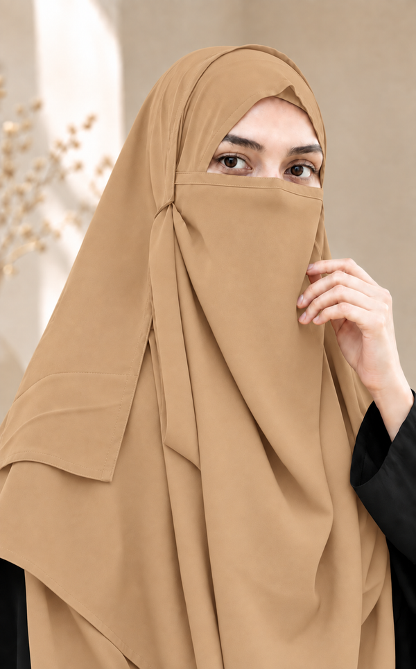 Instant 2 Loop Hijab With Niqab CAMEL