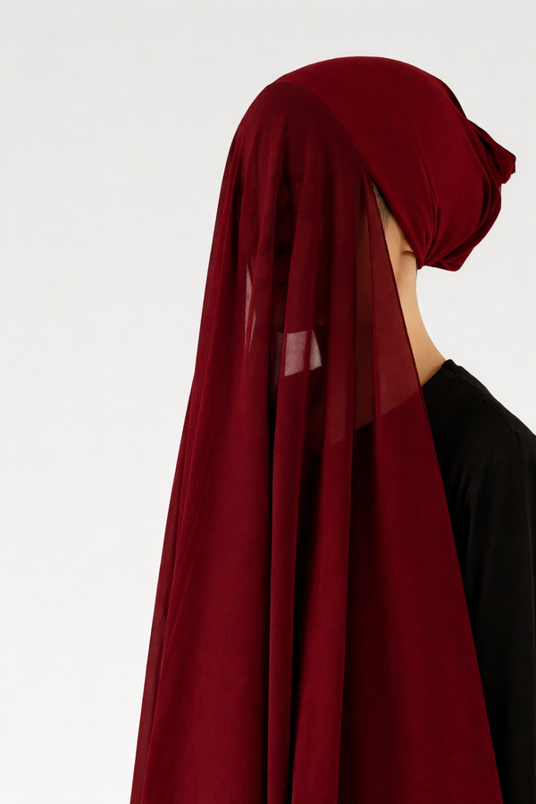 Instant Hijab with Stitched Cap - MEHROON