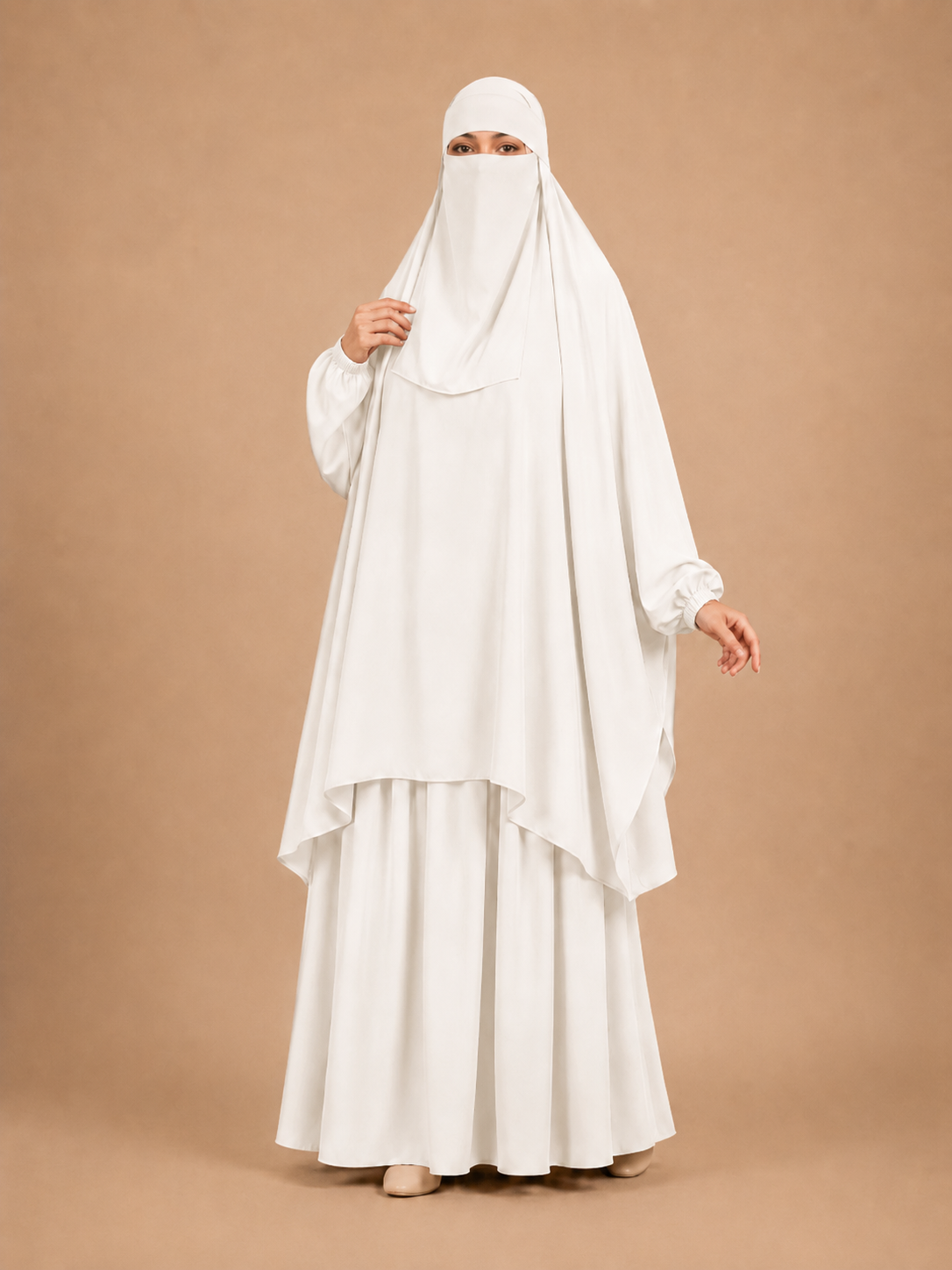 3 PIECE (NAQAB , JILBAB & SKIRT) - WHITE