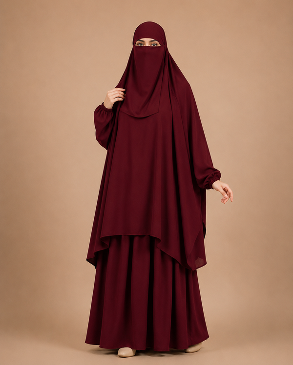 3 PIECE (NAQAB , JILBAB & SKIRT) - MAROON