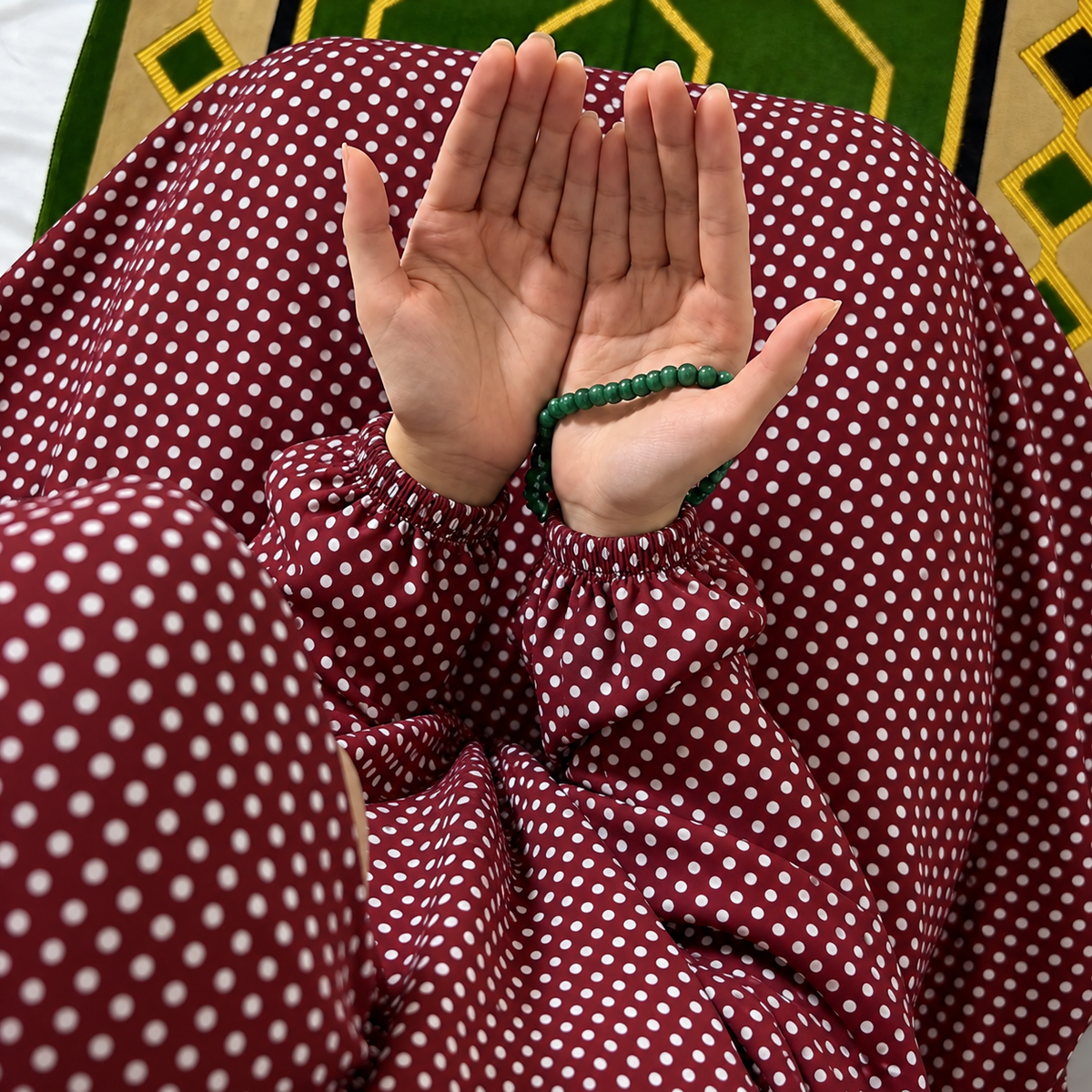 Printed Namaz Chadar with sleeves and Naqab- NC3428
