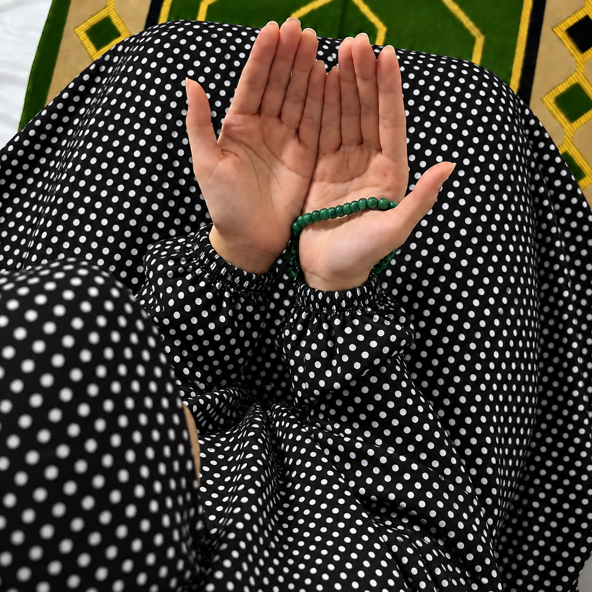 Printed Namaz Chadar with sleeves and Naqab- NC3426