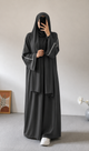PLAIN ABAYA WITH WHITE LINEA - DARK GREY