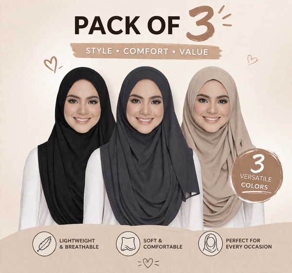 Instant Hijab with 2 Loops - PACK OF 3