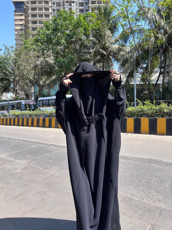 Saudi Classic Jilbab – Wool Peach-BLACK