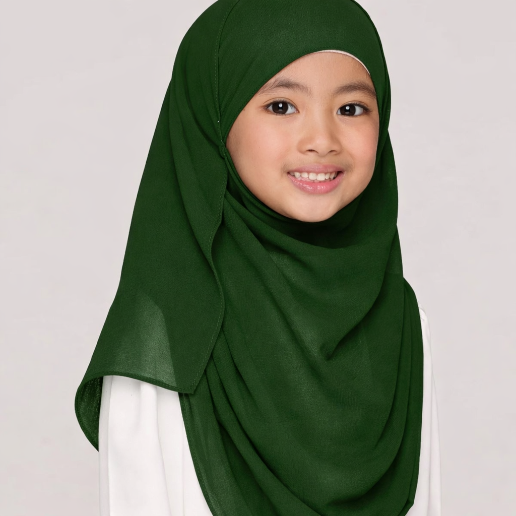 Instant Double Loop Hijab For Kids - Green