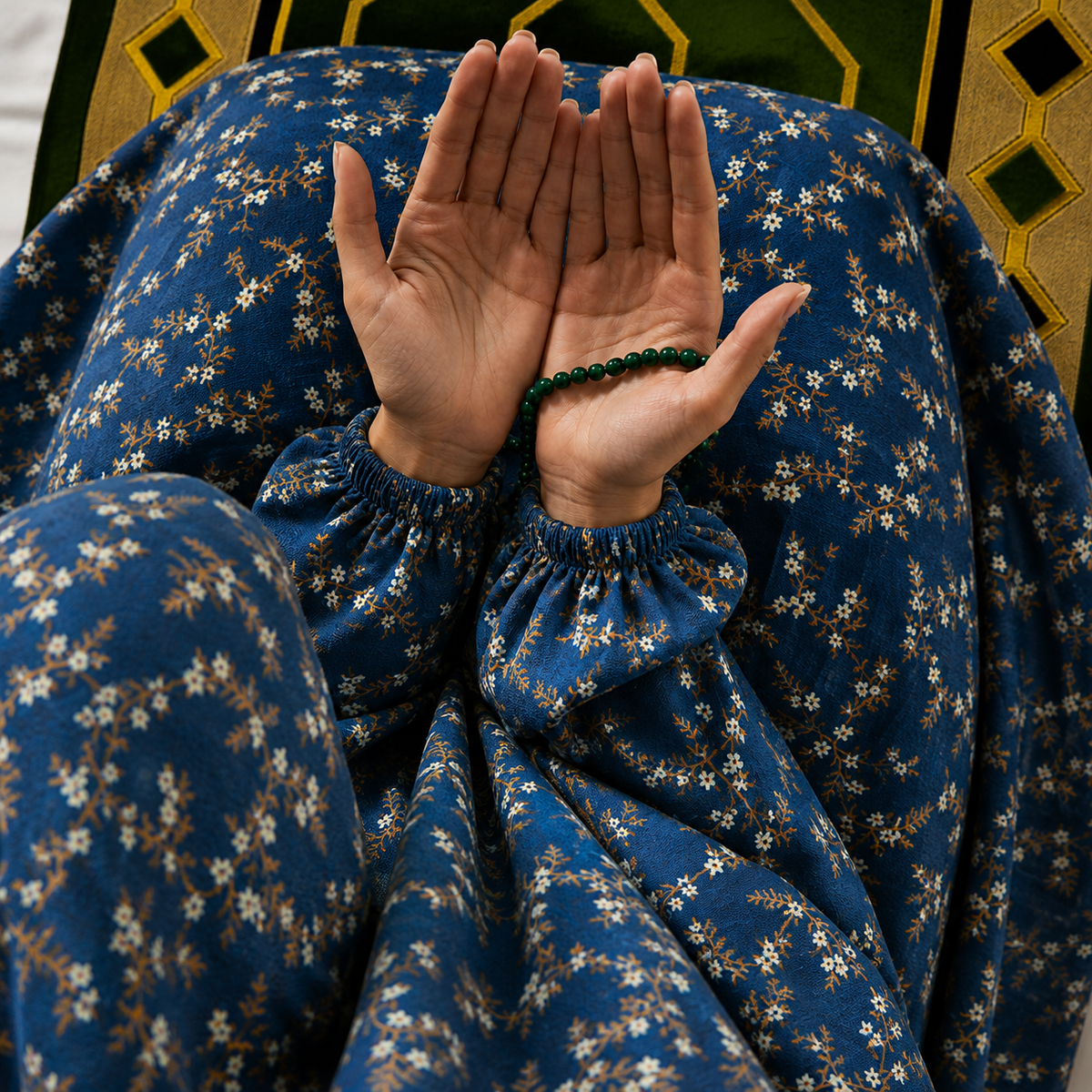 Printed Namaz Chadar with sleeves and Naqab- NC3354
