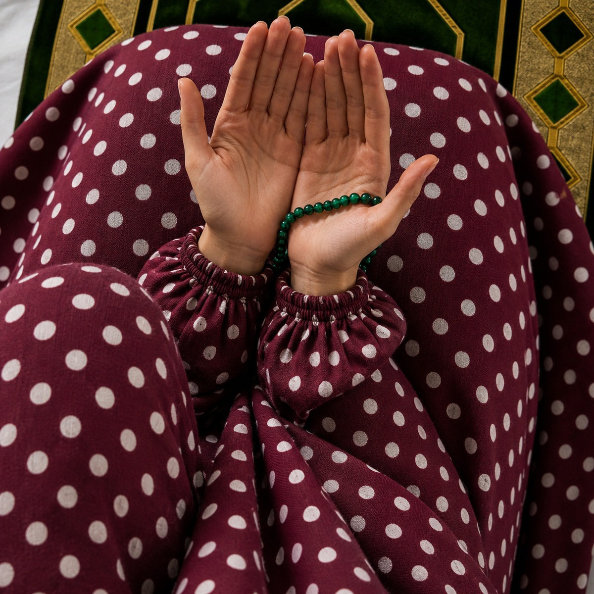 Printed Namaz Chadar with sleeves and Naqab- NC3357