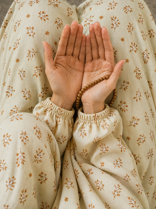Printed Namaz Chadar with sleeves and Naqab- NC3359