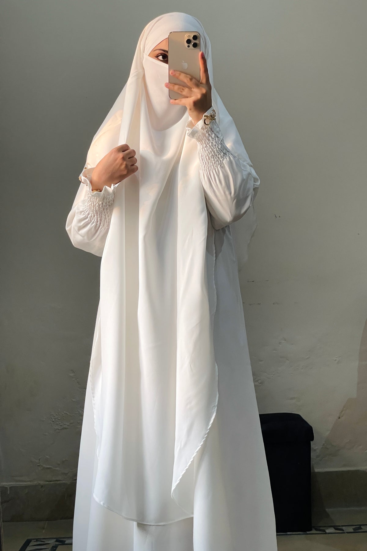 Soft Nida Snowy Abaya (Comfy Luxe)- White