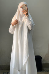 Soft Nida Snowy Abaya (Comfy Luxe)- White