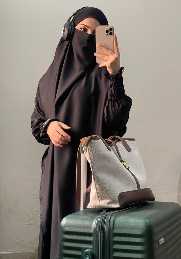 Soft Nida Snowy Abaya (Comfy Luxe)- Black