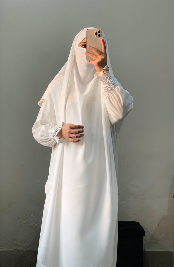 Soft Nida Snowy Abaya (Comfy Luxe)- White