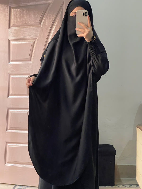 Soft Nida Snowy Abaya (Comfy Luxe)- Black
