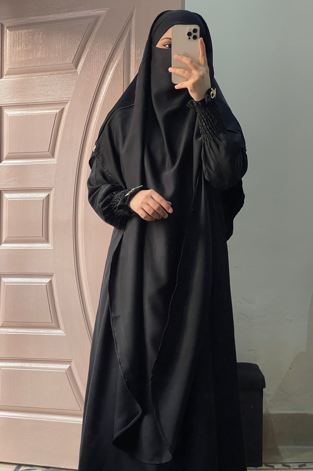 Soft Nida Snowy Abaya (Comfy Luxe)- Black
