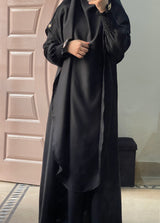 Soft Nida Snowy Abaya (Comfy Luxe)- Black