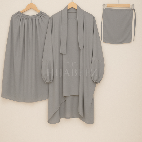 3 PIECE (NAQAB , JILBAB & SKIRT) - GREY