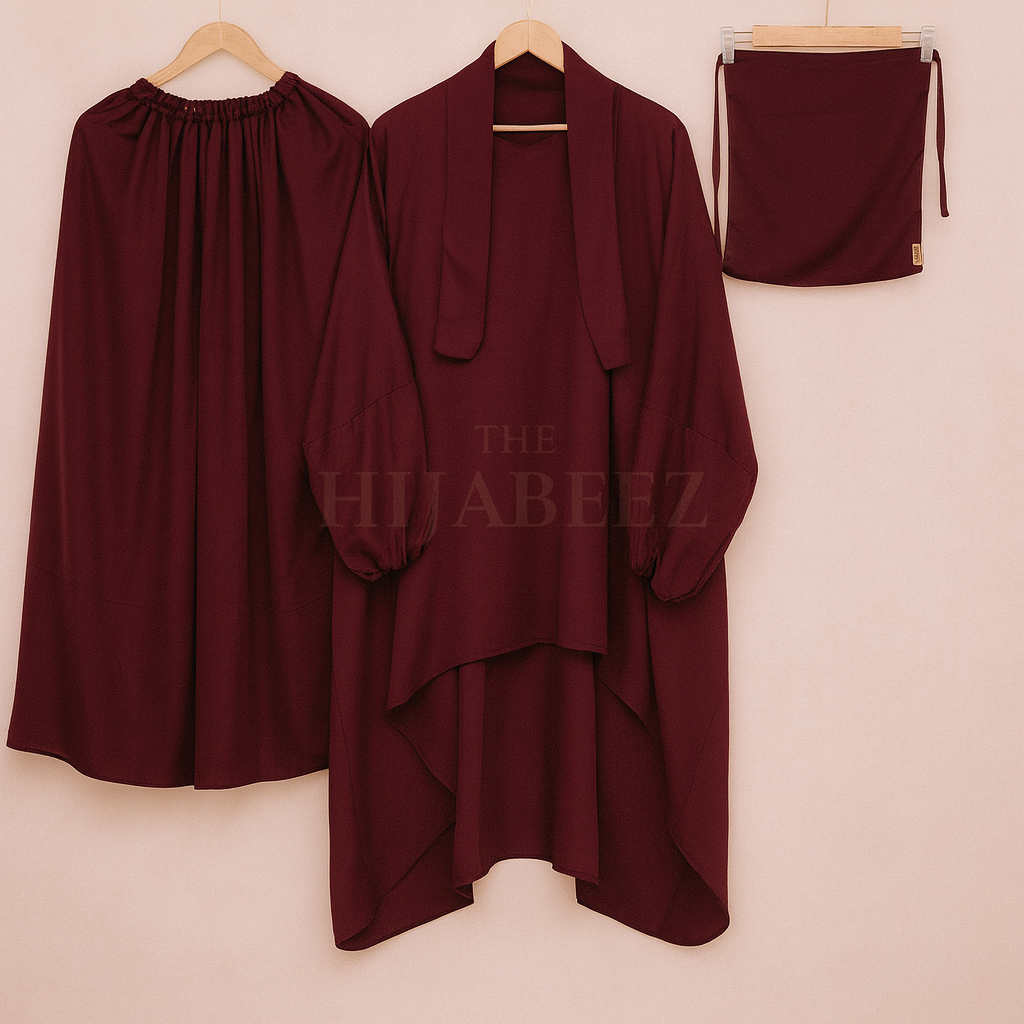 3 PIECE (NAQAB , JILBAB & SKIRT) - MAROON