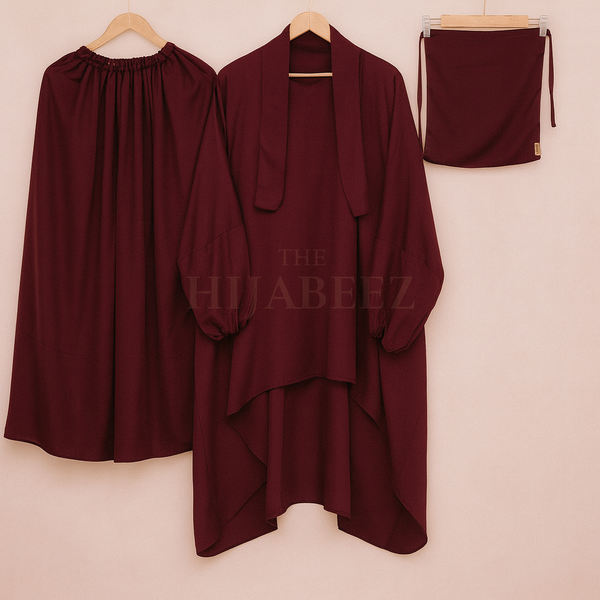 3 PIECE (NAQAB , JILBAB & SKIRT) - MAROON