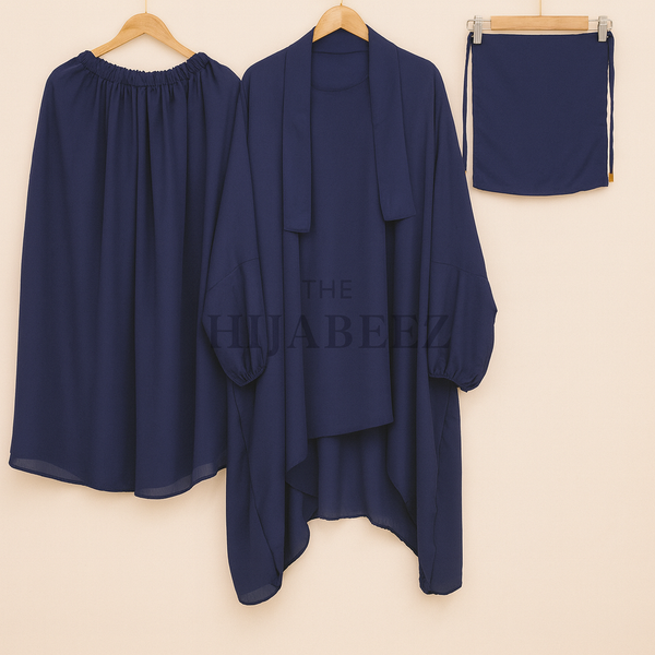 3 PIECE (NAQAB , JILBAB & SKIRT) - NAVY BLUE