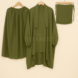 3 PIECE (NAQAB , JILBAB & SKIRT) - SEA GREEN/Olive