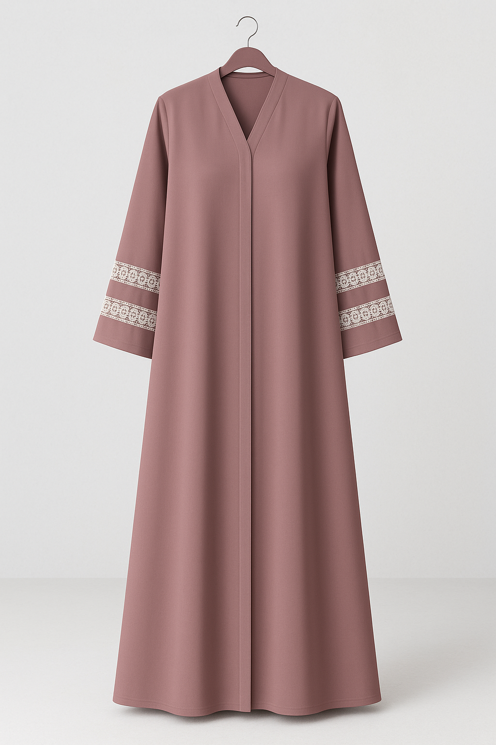 Lace Edit Front open Abaya - Tpink