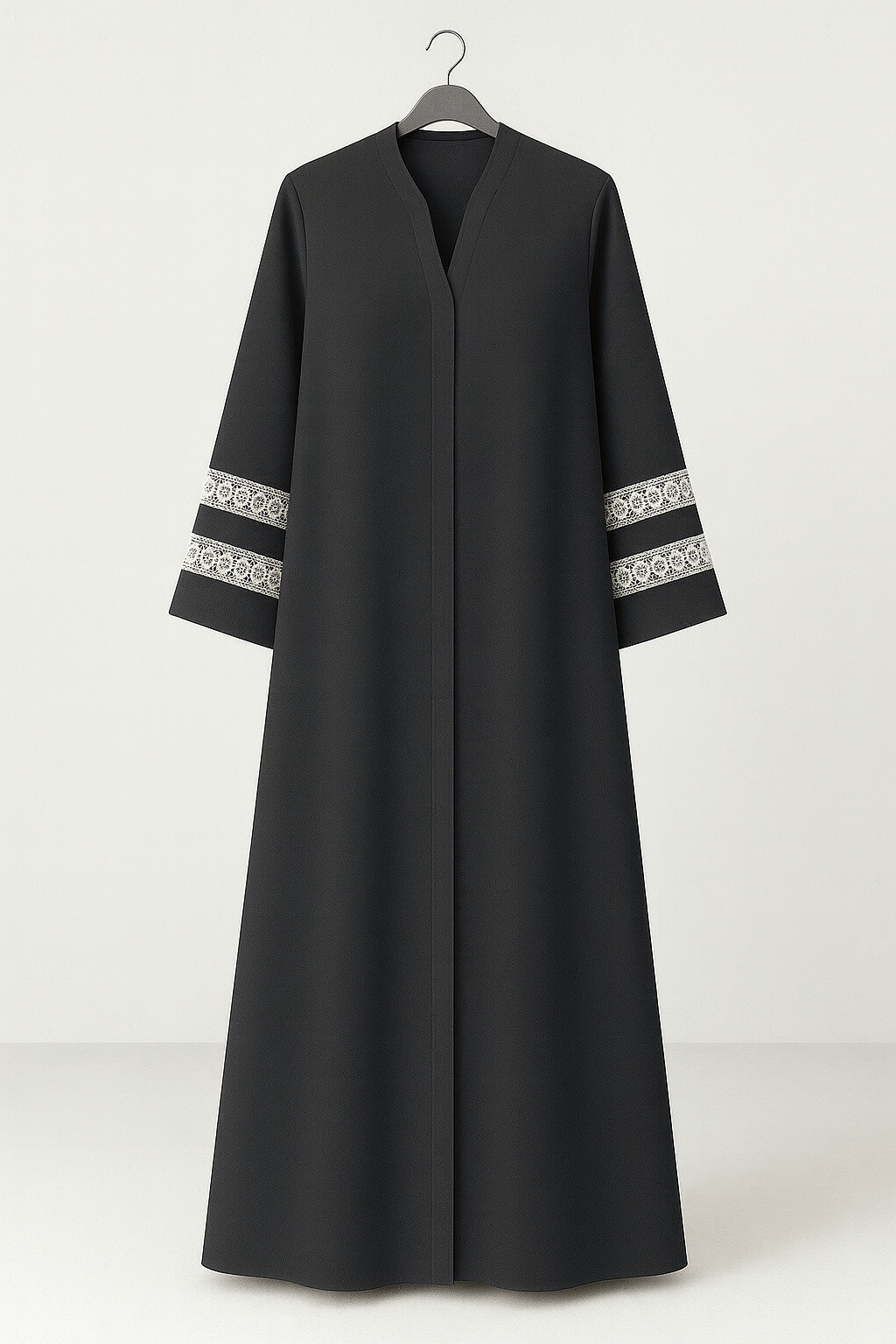 Lace Edit Front open Abaya - Black