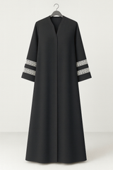 Lace Edit Front open Abaya - Black