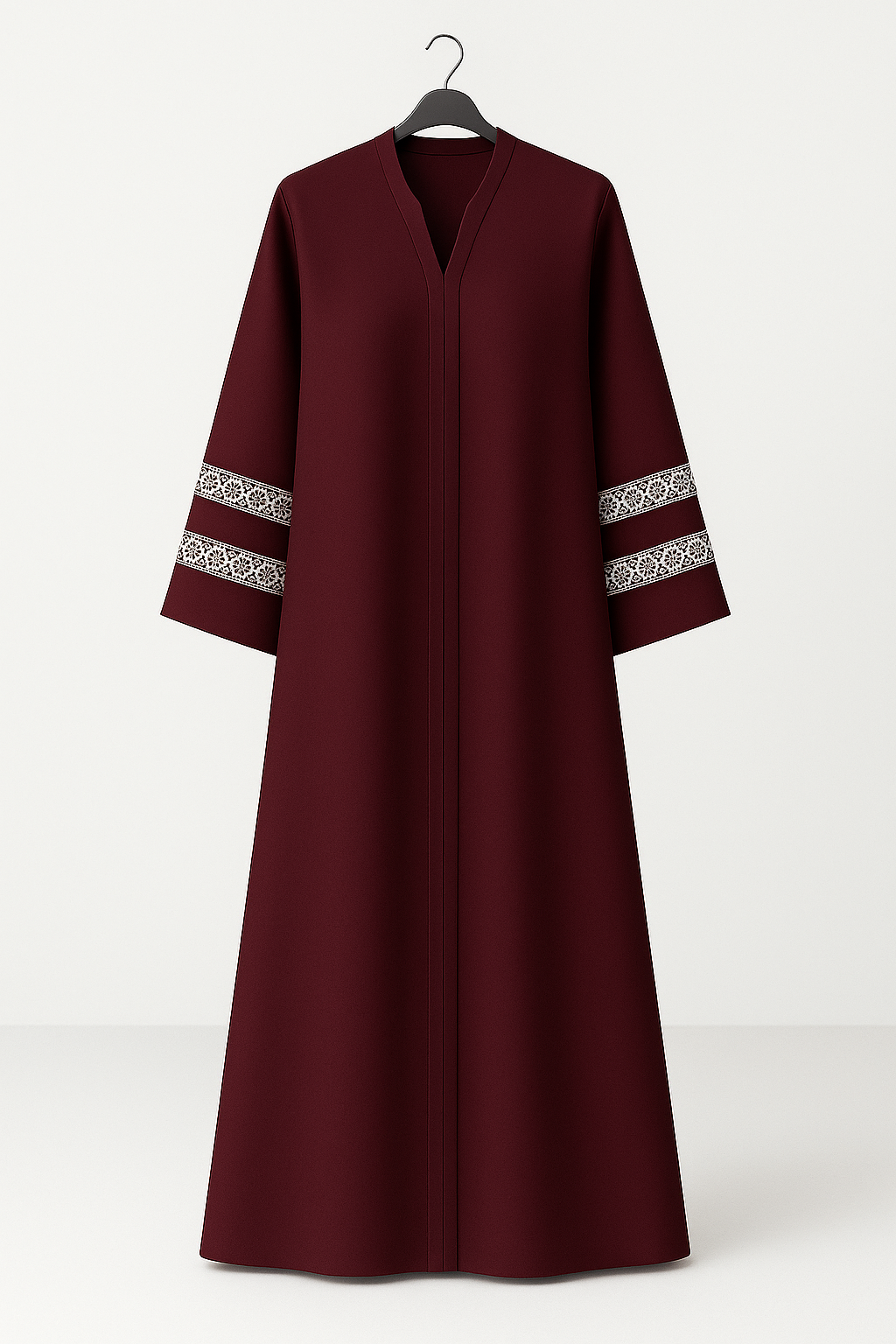 Lace Edit Front open Abaya - Mehroon