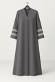 Lace Edit Front open Abaya - Dark Grey