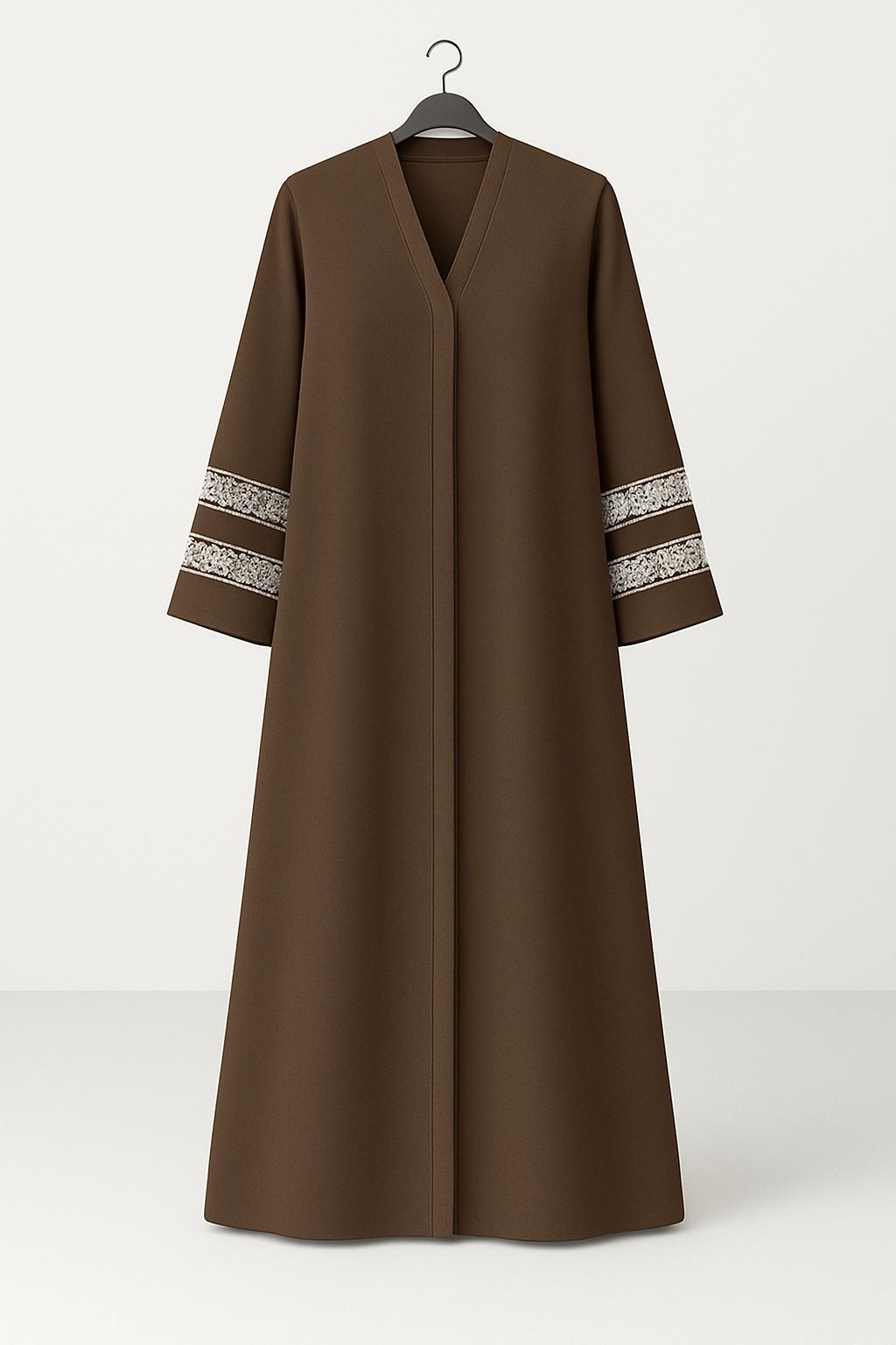 Lace Edit Front open Abaya - Brown