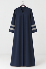 Lace Edit Front open Abaya - Navy Blue