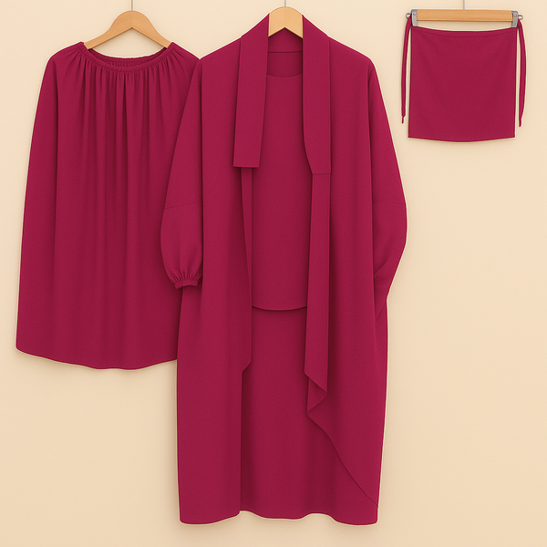 3 PIECE (NAQAB , JILBAB & SKIRT) - Rose Pink