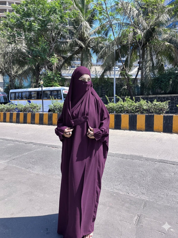 SAUDI JILBAB ( IMPORTED KOREAN NIDA) - MEHROON